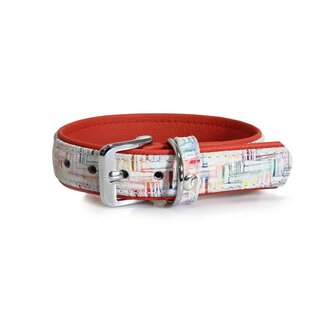 Hundehalsband Casablanca Kreide / Rubyred Breite 30 mm / Lnge 50 cm