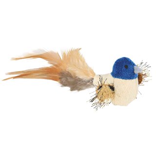 TRIXIE Katzenspielzeug Plsch Vogel mit Federn 8cm