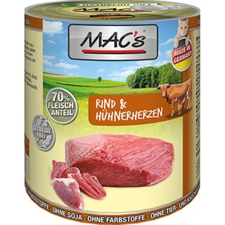 MACs Cat Rind mit Hühnerherzen 400 g Dose