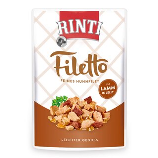 Rinti Pouch Pack Filetto 100 g Huhn mit Lamm in Jelly