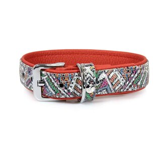Hundehalsband Casablanca Mosaik / Rubyred Breite 40 mm / Länge 60 cm