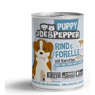 Joe&Pepper Dog Puppy Rind & Forelle 400 g