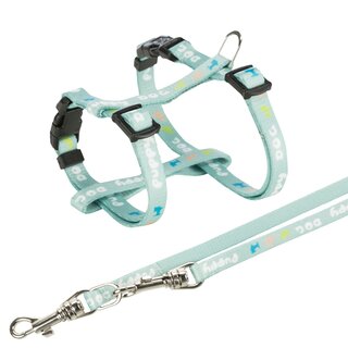 Trixie Junior Welpen-H-Geschirr mit Leine S-M (23?34 cm/8 mm) hellgrau