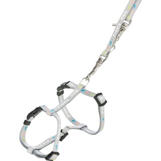 Trixie Junior Welpen-H-Geschirr mit Leine S-M (23?34 cm/8 mm) hellgrau