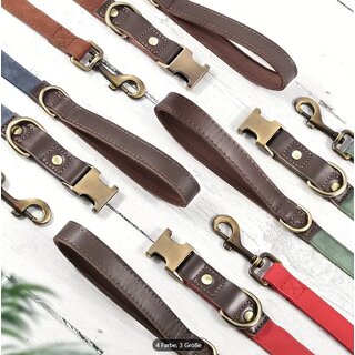 Halsband und Leine Set S -1,5 cm, 25-38 cm Dunkelbraun