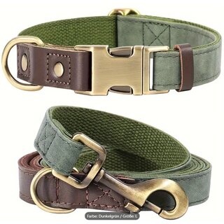 Halsband und Leine Set L - 2,5 cm, 38-58 cm Dunkelgr�n