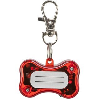 Trixie Knochen-Blinki mit Adressfeld und Karabiner f�r Hunde, 4,5 � 3 cm, rot